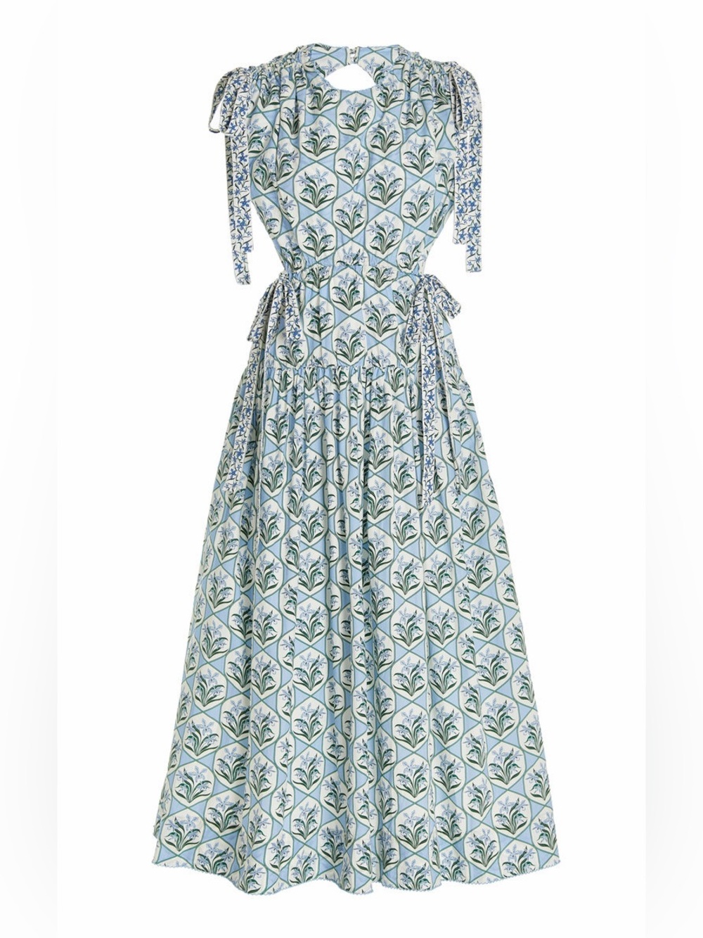 AGUA BY AGUA BENDITA Guaguanco Midi Dress in Blue Cotton Poplin size medium